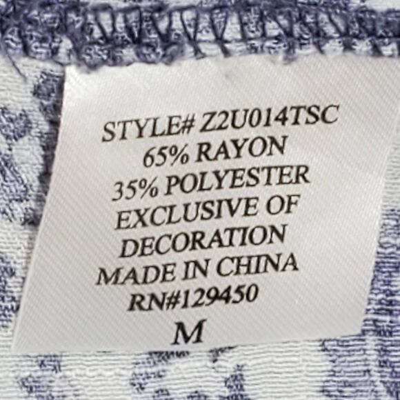 Como Vintage Blue V Neck Floral Flutter Sleeve Top Medium - Picture 5 of 9